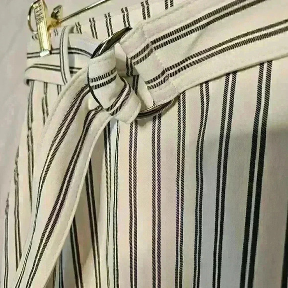 Ann Taylor Petites Size 0P Black and White Striped Skirt with Belt/Pockets - Picture 4 of 5